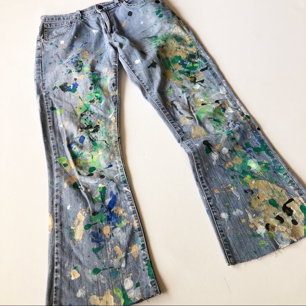 Levi's Multicolor Paint-Splattered Flare Jeans